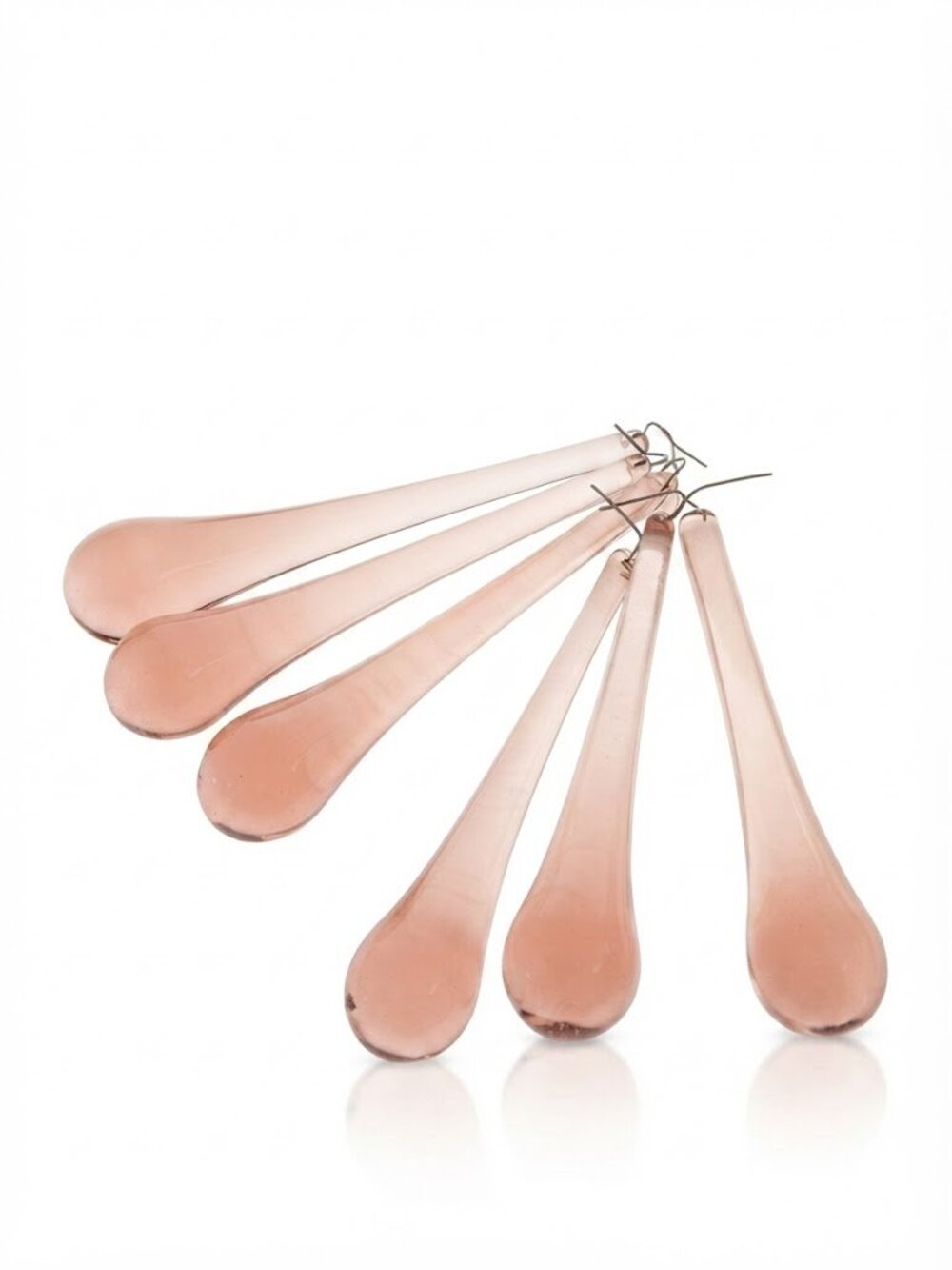 Vintage Murano Style Peach Art Glass Chandelier Teardrop Suncatchers
